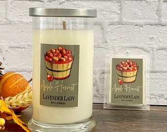 Apple Harvest 20 oz Highly Scented Soy Wax in a Sleek Status Jar. Fall Fragrance