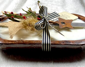 Oatmeal & Honey Soy Dough Bowl Candle: Reusable Wood Wick Candle
