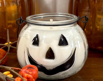 Glass Jack-o-lantern Soy Candle. Elegantly Simple. 14 oz. Highly Scented. Pick your Scent.