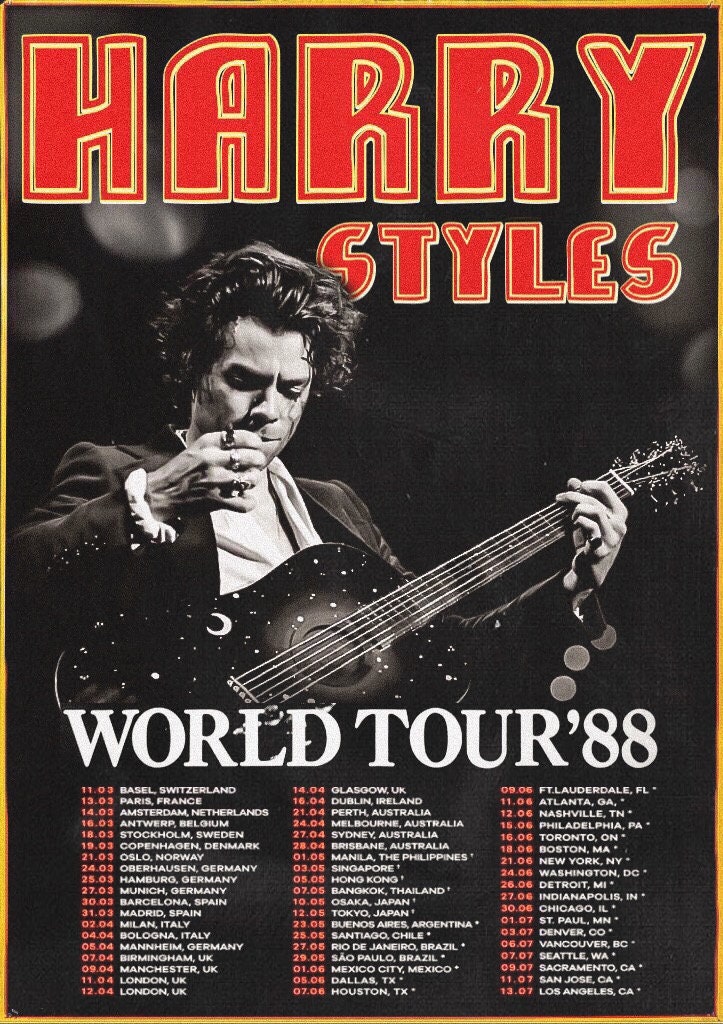 Harry Styles Vintage Tour Poster Wall Art