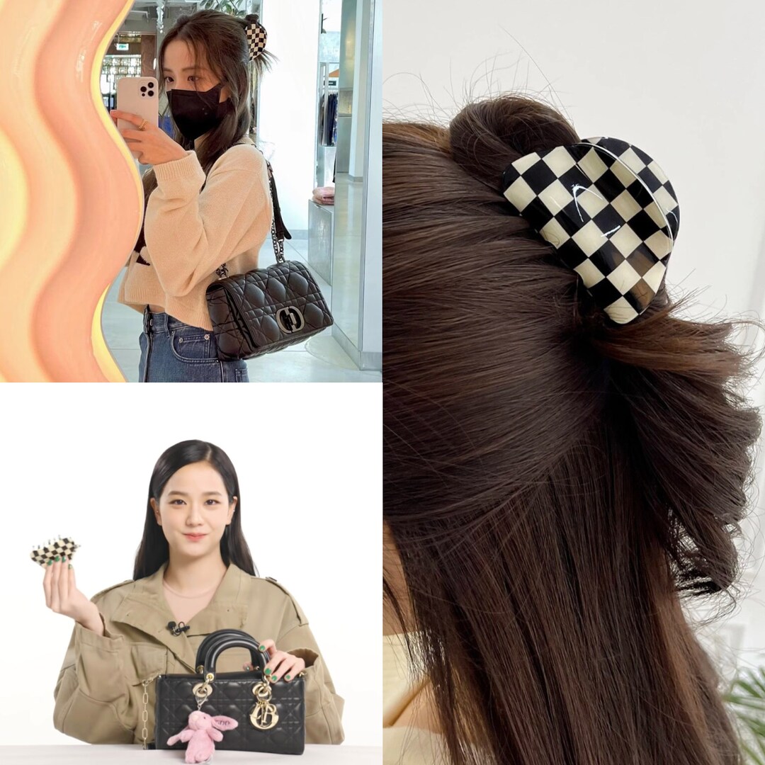 Blackpink Jisoo Checkered Hair Claw Clip Inspired Current Etsy