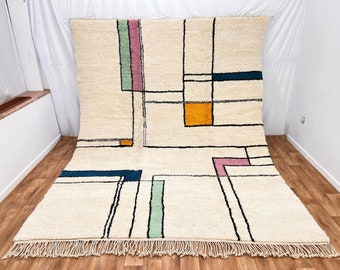 Custom Beni Ourain Rug: Hand-Knotted Lambswool Moroccan Rug