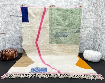 Custom Boujad Rug: Authentic Hand-Knotted Moroccan Wool Carpet