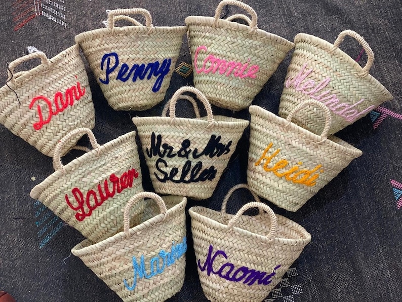 Wedding gift Customized straw bags personalized bags Bride image 1