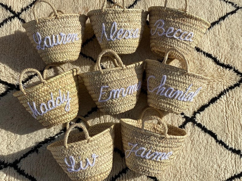 Wedding gift Customized straw bags, personalized bags, Bride to be, monogrammed tote bags,boho Christmas gift bag, honeymoon,,bridal party 画像 3