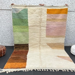 Colorful Beni Ourain Rug: Hand-Knotted Moroccan Wool Rug