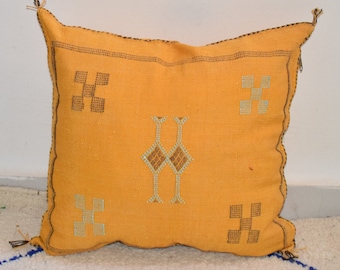 30%0FF** Autentico cuscino Sabra King Size in seta di cactus marocchino da 40,6 x 50,8 cm/cuscino decorativo giallo. Ottieni un design diverso