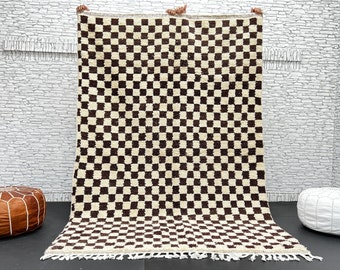 Beni ourain rug- Authentic Moroccan Rug- Custom Beni Ourain rug- Beni Rug- Large Moroccan Rug- White& brown Rug- Custom rug