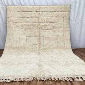 Moroccan rug Ivory - Wool Berber rug -  Handmade rug -Creamy rug-Moroccan cream rug -Beni ourain rug - boujad Custom rug -Moroccan area rug.