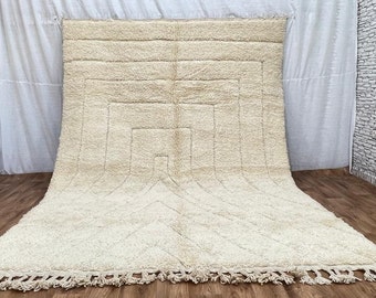 Moroccan rug Ivory - Wool Berber rug -  Handmade rug -Creamy rug-Moroccan cream rug -Beni ourain rug - boujad Custom rug -Moroccan area rug.
