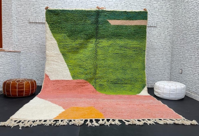 Fabulosa alfombra Boujad personalizada, alfombra marroquí auténtica, alfombra Azilal, alfombra multicolor abstracta, alfombra marroquí hecha a mano, alfombra Boho imagen 2