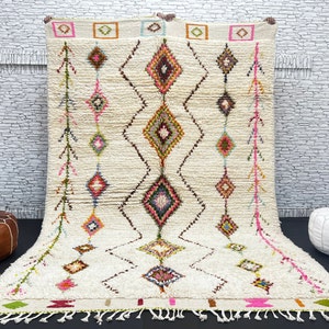 Large Beni Ourain Rug: Colorful Checkered Moroccan Rug