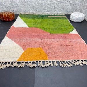 Fabulosa alfombra Boujad personalizada, alfombra marroquí auténtica, alfombra Azilal, alfombra multicolor abstracta, alfombra marroquí hecha a mano, alfombra Boho imagen 7