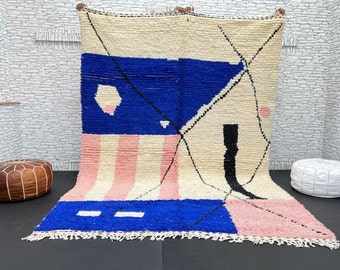 Custom Boujad Rug: Authentic Hand-Knotted Moroccan Wool Carpet