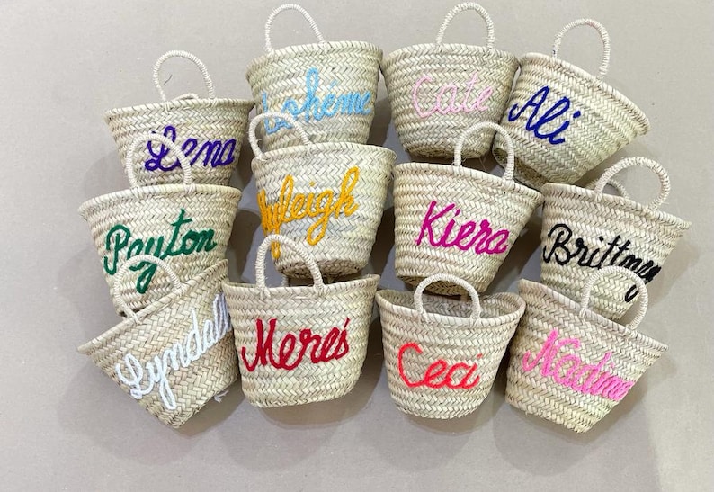 Wedding gift Customized straw bags, personalized bags, Bride to be, monogrammed tote bags,boho Christmas gift bag, honeymoon,,bridal party image 6