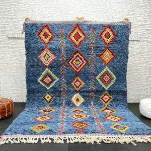 Handmade Boujad Rug: Authentic Moroccan Wool Carpet, Abstract Design