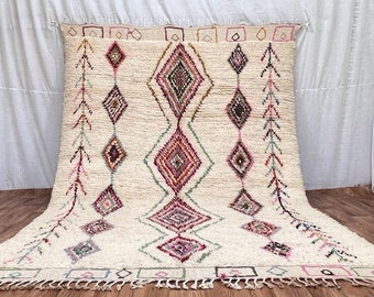 Alfombra Azilal, alfombra marroquí auténtica, alfombra bereber, alfombra hecha a mano, alfombra de área, alfombra de lana genuina, Tapis berbere, alfombra Beniourain para sala de estar.