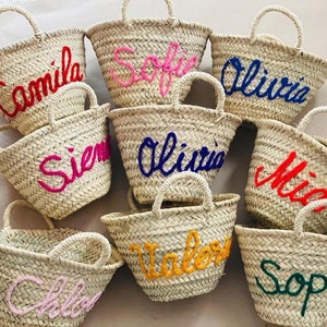Wedding gift Customized straw bags, personalized bags, Bride to be, monogrammed tote bags,boho Christmas gift bag, honeymoon,,bridal party image 1