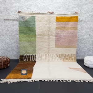 Handmade Beni Ourain Rug: Berber Boujaad Wool Area Rug