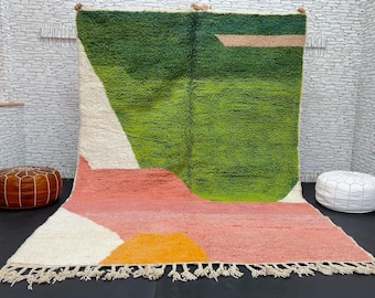 Tappeto Boujad personalizzato, tappeto marocchino autentico, tappeto Azilal, tappeto multicolore astratto, tappeto marocchino fatto a mano, tappeto Boho