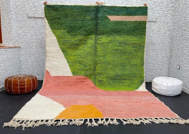 Fabulosa alfombra Boujad personalizada, alfombra marroquí auténtica, alfombra Azilal, alfombra multicolor abstracta, alfombra marroquí hecha a mano, alfombra Boho imagen 1