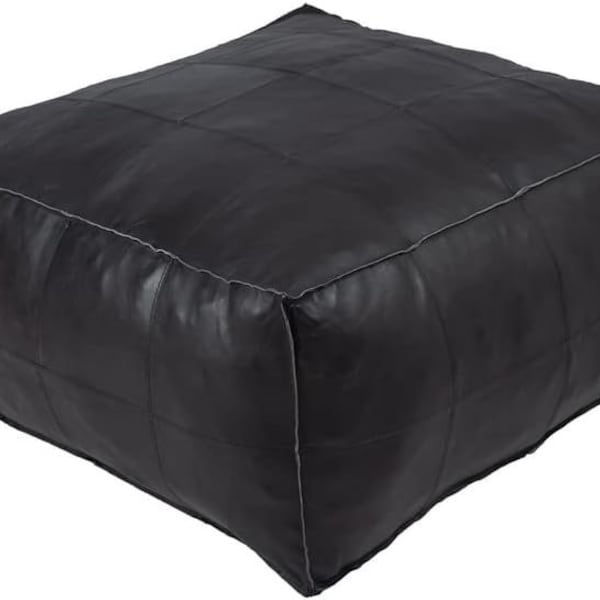 Amazing square Ottoman Pouffe Moroccan leather, ottoman square pouf, Black pouf  handmade footstool square pouffe Moroccan