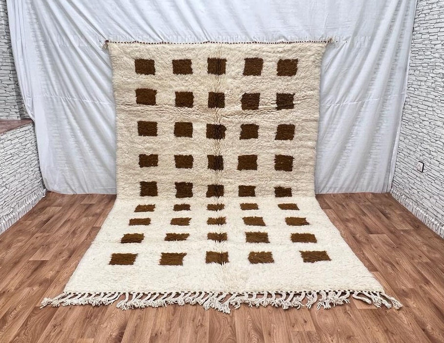 Berber rug, Tribal Rug, Woven Rug, Brown Rug, Custom Moroccan Rug, Handwoven Rug, Wool Rug, White Wool, Area Rug, Berber Rug.