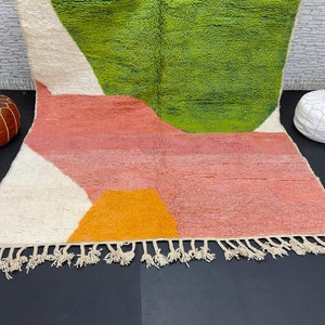 Fabulosa alfombra Boujad personalizada, alfombra marroquí auténtica, alfombra Azilal, alfombra multicolor abstracta, alfombra marroquí hecha a mano, alfombra Boho imagen 4