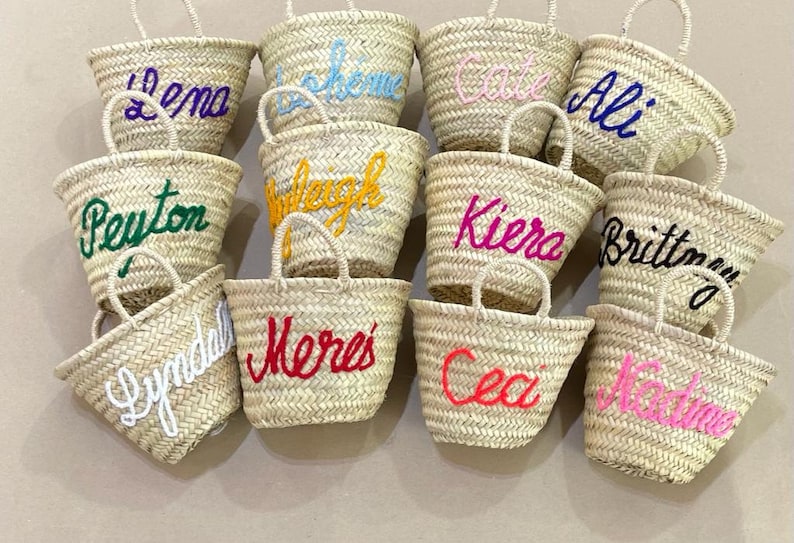 Wedding gift Customized straw bags, personalized bags, Bride to be, monogrammed tote bags,boho Christmas gift bag, honeymoon,,bridal party 画像 5