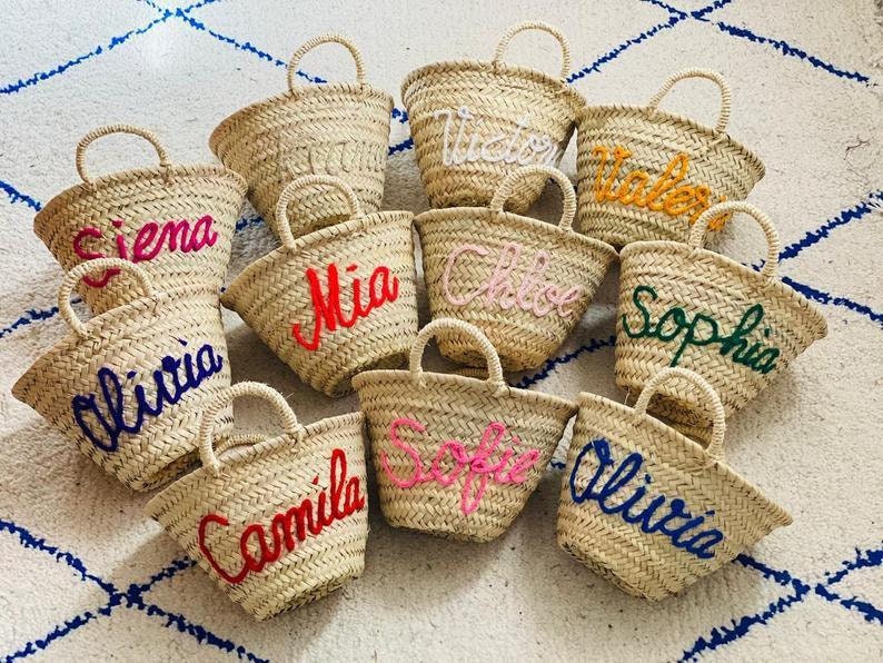 Wedding gift Customized straw bags, personalized bags, Bride to be, monogrammed tote bags,boho Christmas gift bag, honeymoon,,bridal party 画像 7