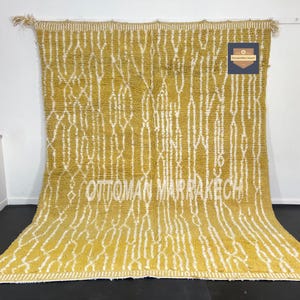 Yellow Moroccan Wool Rug – Handmade Beni Ourain Style Area Rug