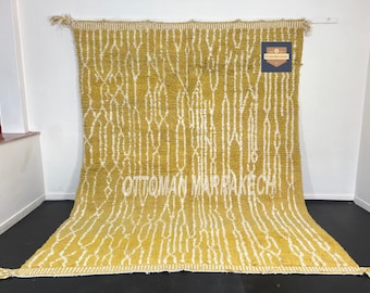 Yellow Moroccan Wool Rug – Handmade Beni Ourain Style Area Rug