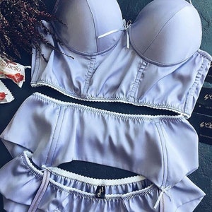 Wedding Lingerie Silk Lingerie Set Satin Lingerie Garter - Etsy