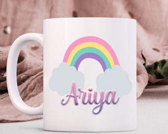 Tasse arc-en-ciel personnalisée | Tasse pour enfants | Tasse pour son | Cadeau arc-en-ciel Tasse au nom arc-en-ciel | Cadeau d’anniversaire | Cadeau pour son | Noël