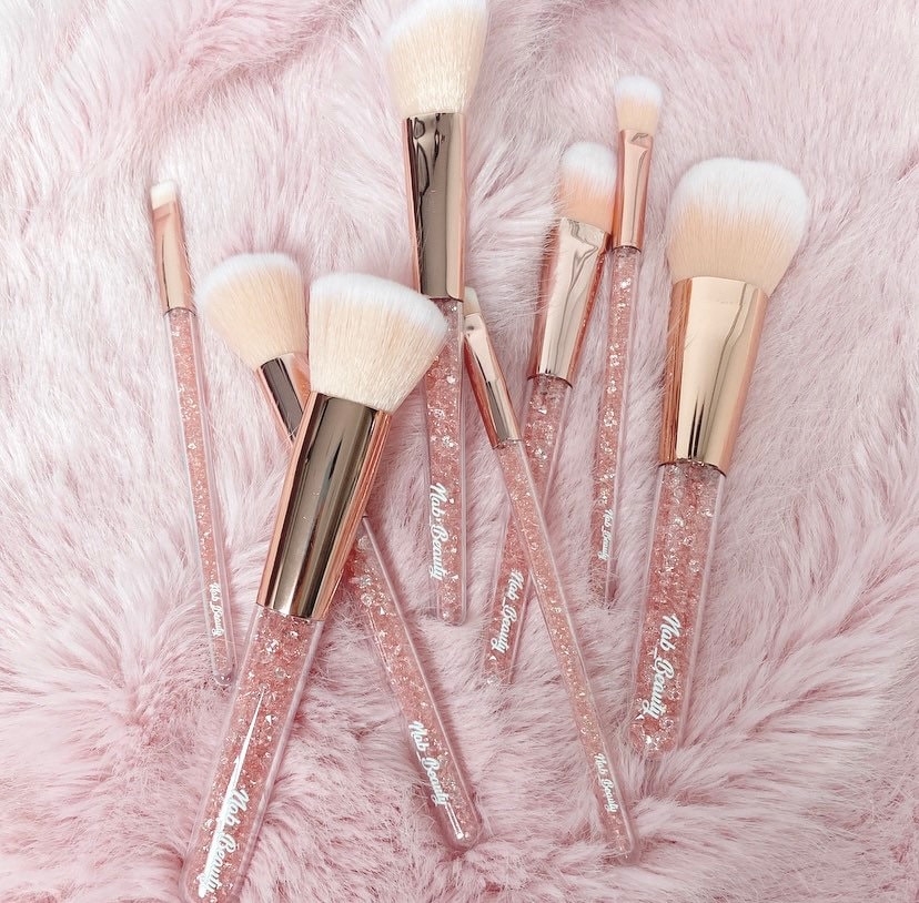 Personalised Pink Makeup Brush Set Diamonte Makeup Brushes 