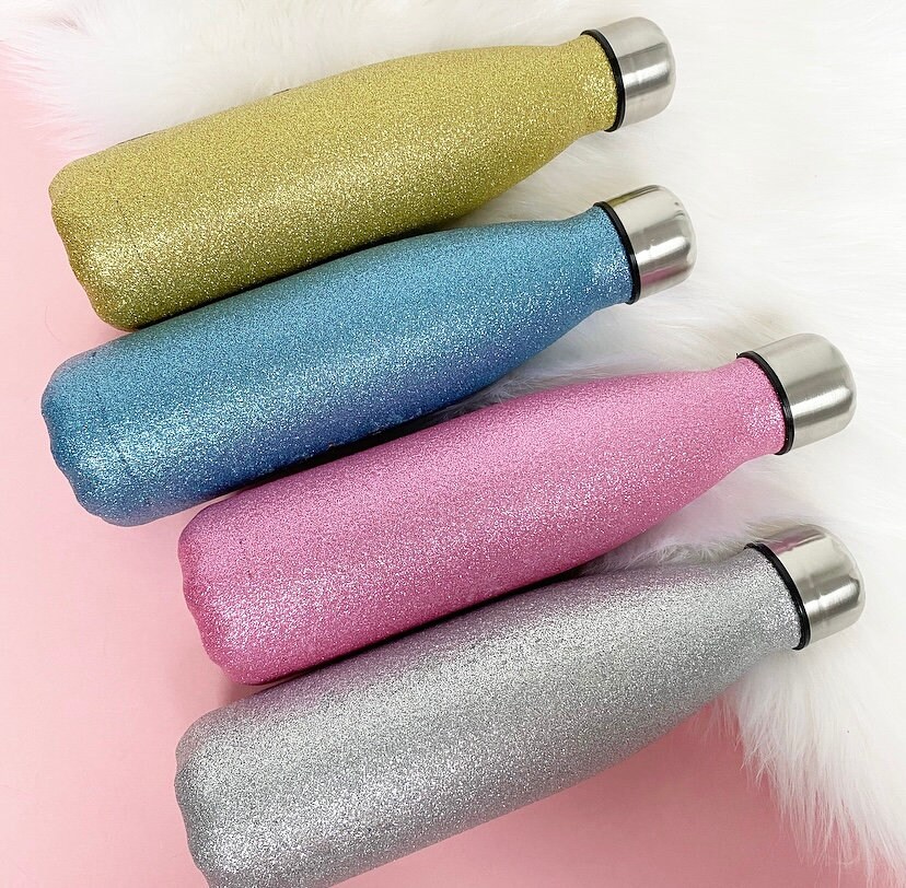 Glitter Water Bottle Stainless Steel Flask 500ml Double Etsy