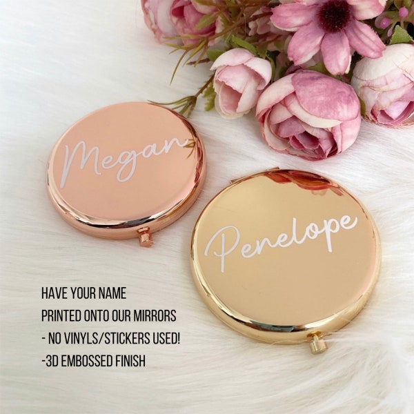 Round Pocket Mirror | Rose Gold, Gold, Silver |Christmas Gift Bridesmaid Mirror | Bridesmaid gift | Travel pocket mirror, Handheld Compact