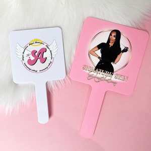 Miroir de maquillage portable de voyage XL personnalisé Logo Portable MUA Miroir Cadeau de demoiselle dhonneur personnalisé Miroir Cadeau de Noël Saint-Valentin image 2