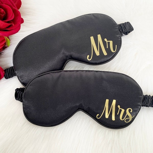 Personalised Sleep Eye Masks | Mr & Mrs Eye Mask | Silk Satin Mask | Christmas Gift, Wedding Gift | His and Hers Gifts | Self care | Sleep