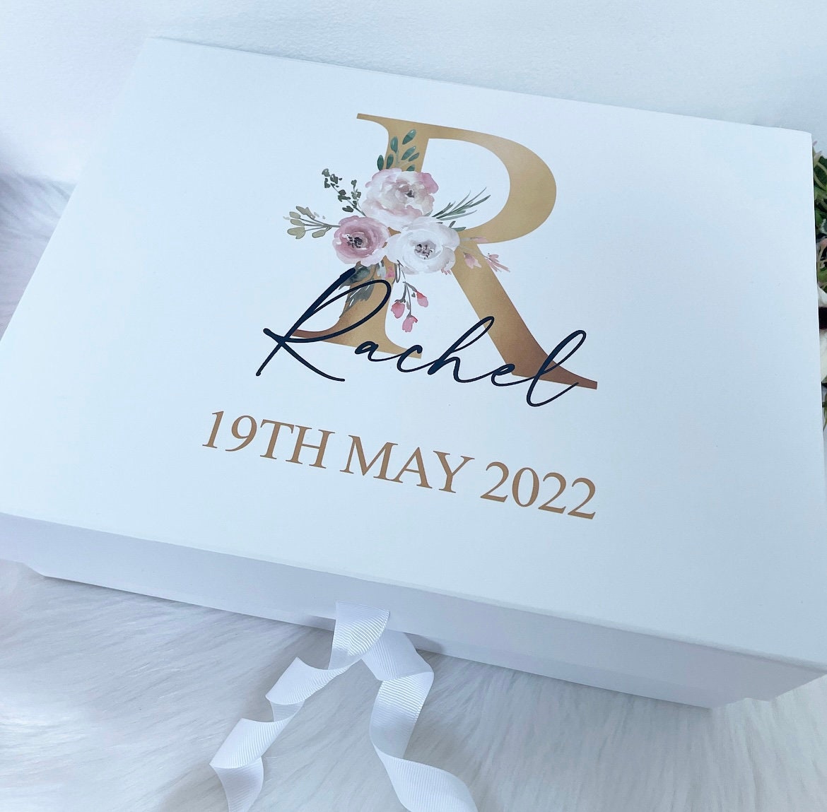 Personalised Gift Box With Lid and Ribbon Empty to Make Your Etsy UK