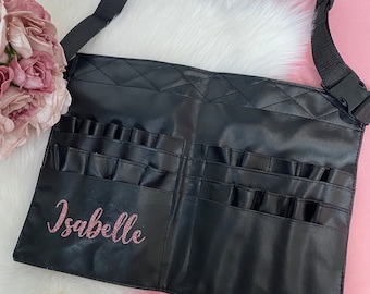 Personalisierter Makeup Pinselgürtel aus Vinyl | Schminkzubehör Halter | Brush Organizer | Geschenk Weihnachten Valentinstag Geburtstag | Pinsel aufbewahrung