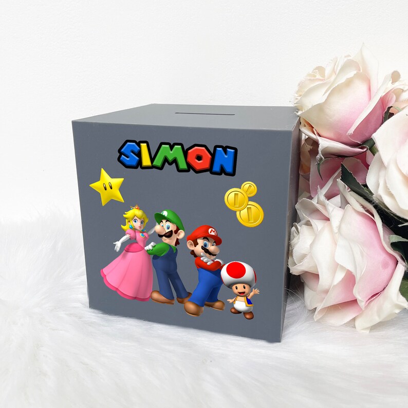 Super Mario Money Box Kids Personalised Money Box Piggy Etsy