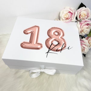 Gift Box Personalised with Lid and Ribbon | Empty To Make Your Own Gifts | Balloon Birthday Customized Gift Boxes | Birthday Box