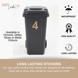 Personalised Bin Sticker | Weatherproof House Number & Street Name Label | Custom Outdoor Wheelie Bin Decal