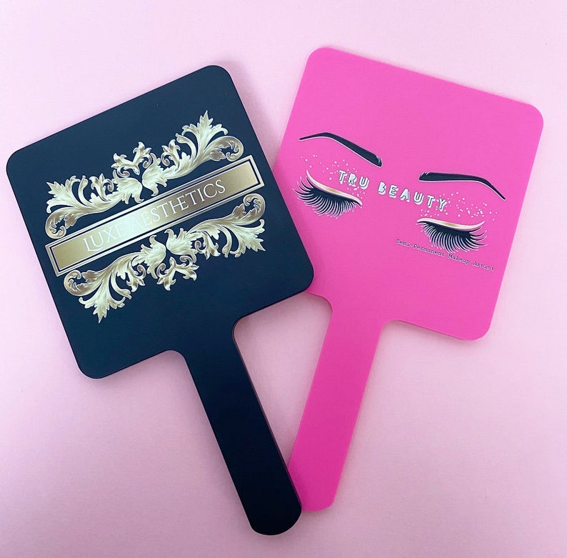 Personalized Large Travel Handheld Makeup Mirror Logo Etsy