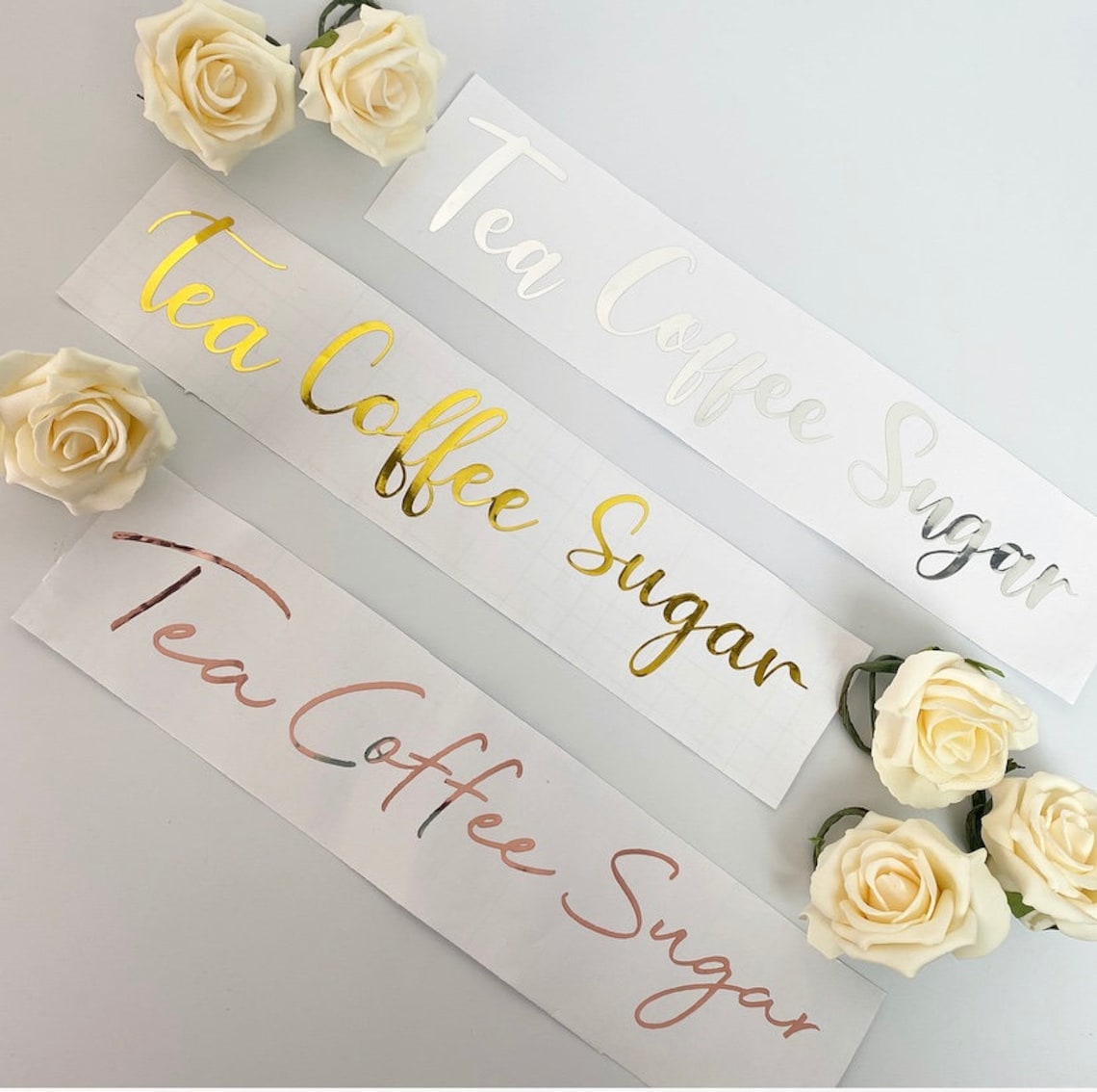 Custom Vinyl Labels Tea Coffee Sugar Personalised Decals Etsy UK