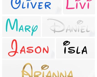 Disney Font Name Stickers | Perfect for Water Bottles Birthday Decor Wall Stickers | Organising Labels | Custom Vinyl Decal