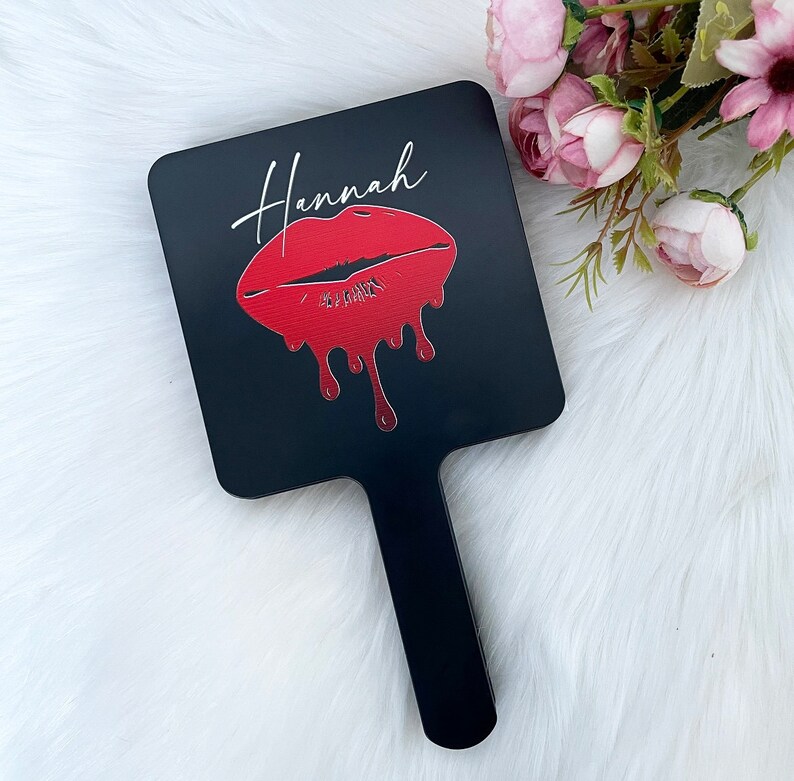 Handheld Mirror Compact Travel Mirrors Logo Portable MUA Etsy
