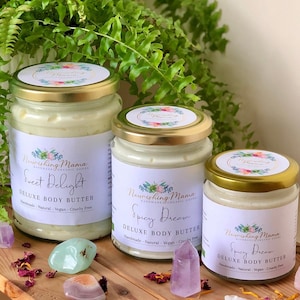 Deluxe Body Butter | Organic Whipped Body Butter | Shea Butter | Creamy Body Lotion | Vegan Moisturiser | Christmas Gift