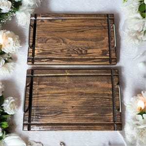 Solid wood serving tray.